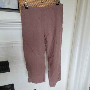 Click By Color Me Cotton 100% Linen Brown Pull On Pant With Button Size Medium